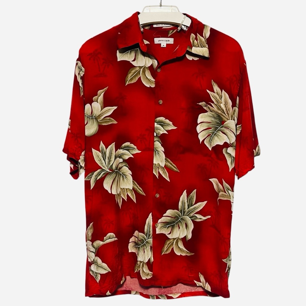 PIERRE CARDIN Floral Hawaiian Button Down Shirt